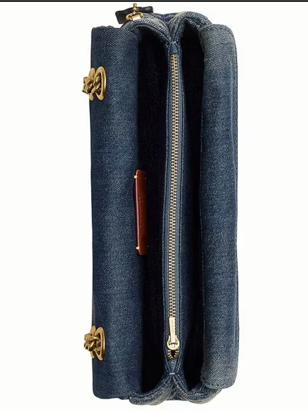 Coach Tabby 26 in Quilted Loved Denim with Gold Chain Strap